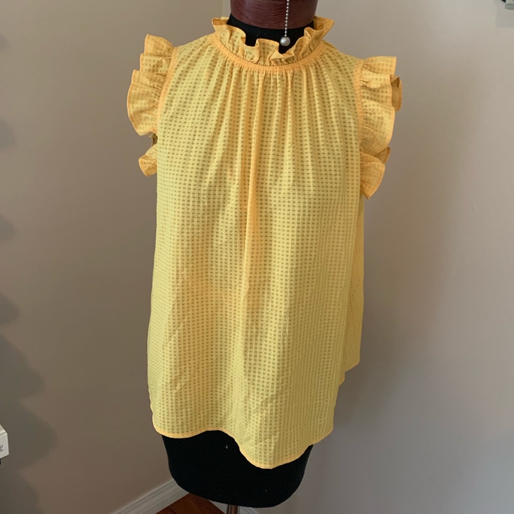 Ruffled Yellow Mock Turtle Blouse